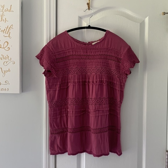 Sundance Aria blouse lace embroidery ruffles Color: HIBISCUS pink purple size XS - Picture 5 of 11
